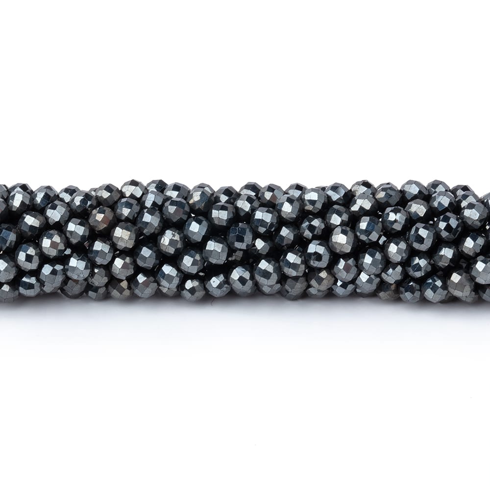 3mm Blue Grey Mystic Black Spinel Micro faceted rounds 13 inch 128 beads
