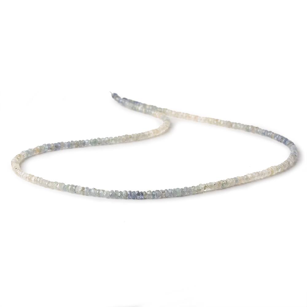 3mm Blue & White Sapphire native cut faceted rondelles 18 inch 260 beads - Beadsofcambay.com