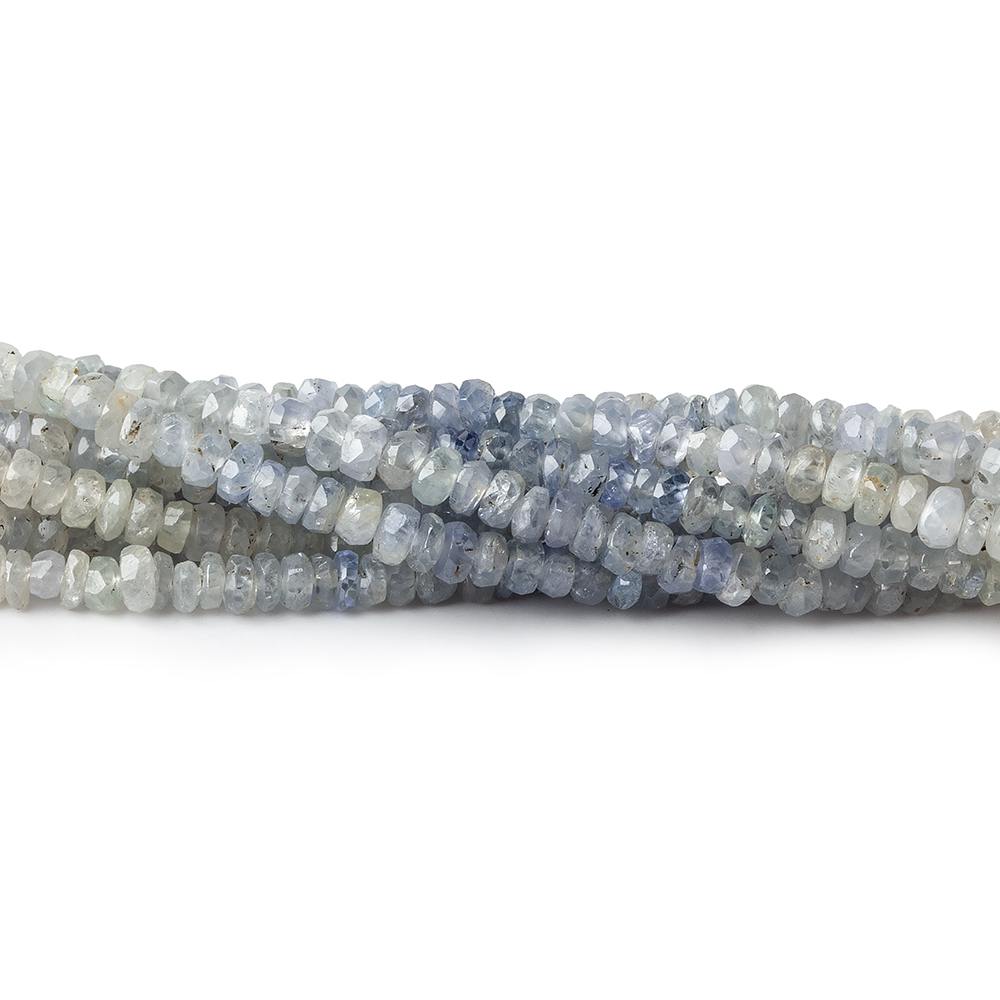 3mm Blue & White Sapphire native cut faceted rondelles 18 inch 260 beads - Beadsofcambay.com