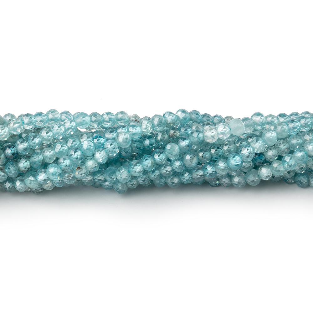 3mm Blue Zircon Micro Faceted Rondelle Beads 13 inch 130 pieces AA - Beadsofcambay.com