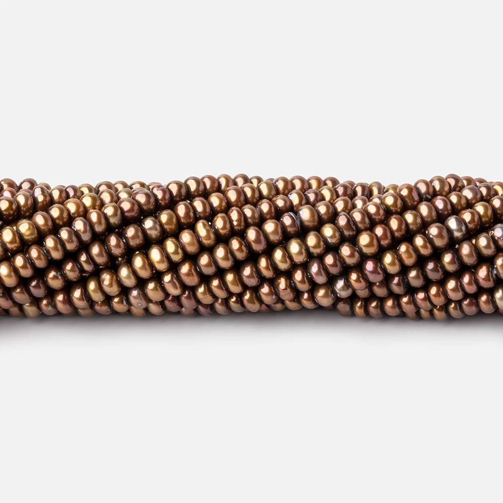 3mm Brass Center Drilled Button Pearls 15 inch 182 pieces - Beadsofcambay.com