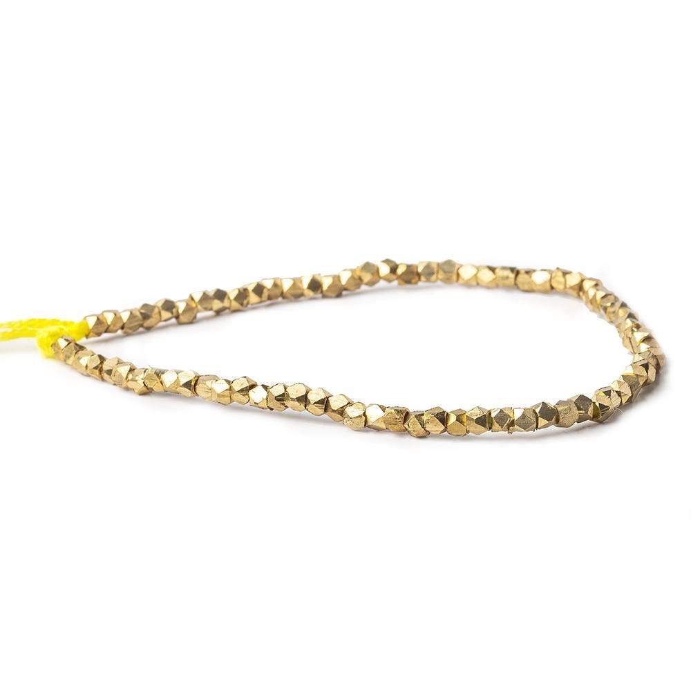 3mm Brass Faceted Nugget Beads 66 beads 8 inch - Beadsofcambay.com