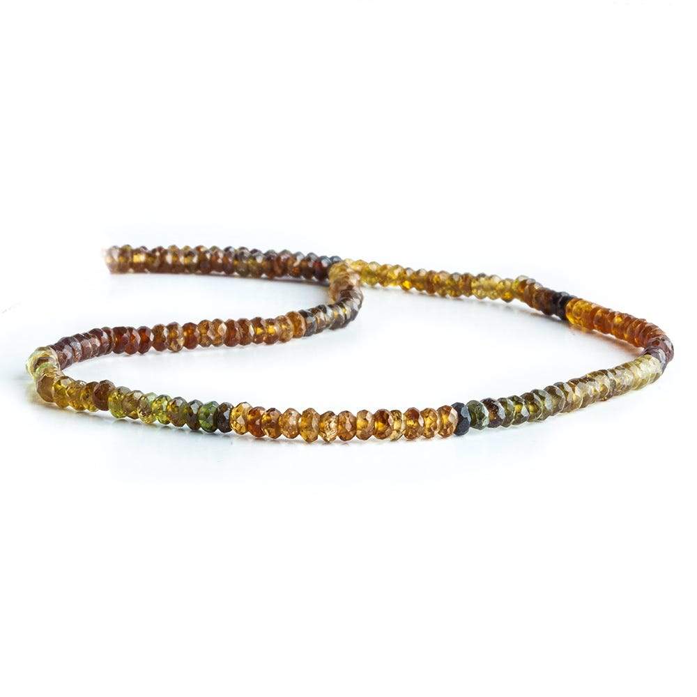 3mm Brown and Green Tourmaline Faceted Rondelle Beads 13 inch 175 pieces - Beadsofcambay.com