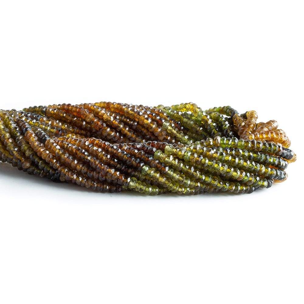 3mm Brown and Green Tourmaline Faceted Rondelle Beads 13 inch 175 pieces - Beadsofcambay.com
