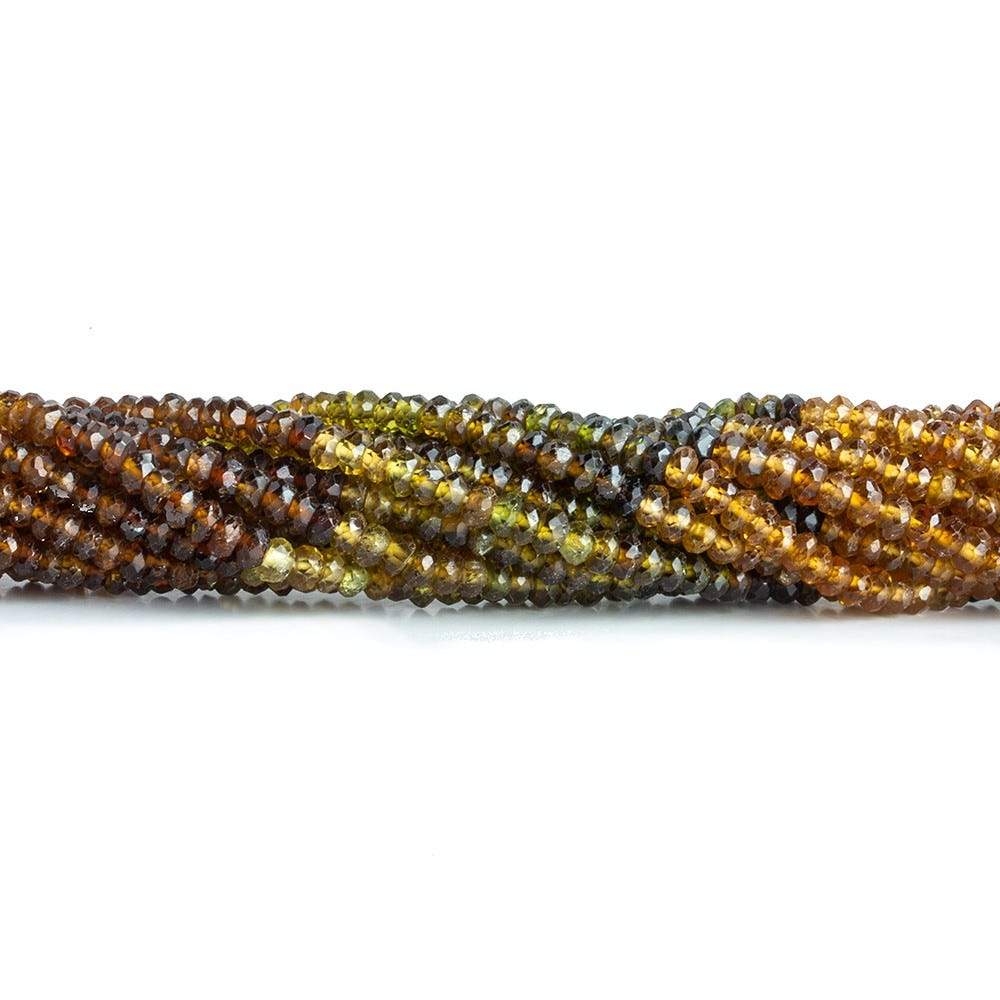 3mm Brown and Green Tourmaline Faceted Rondelle Beads 13 inch 175 pieces - Beadsofcambay.com