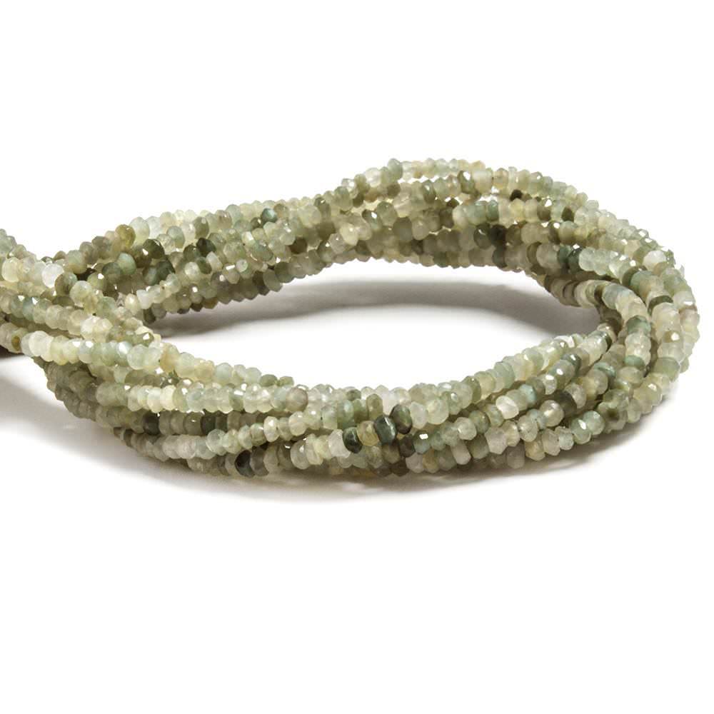 3mm Cat's Eye Green Quartz faceted rondelle 13 inch 175 beads - Beadsofcambay.com