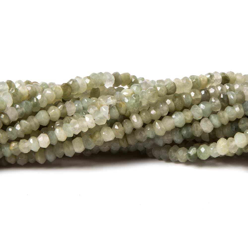 3mm Cat's Eye Green Quartz faceted rondelle 13 inch 175 beads - Beadsofcambay.com