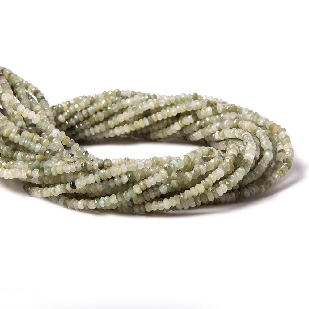 3mm Cat's Eye Green Quartz faceted rondelle 13 inch 175 beads - Beadsofcambay.com