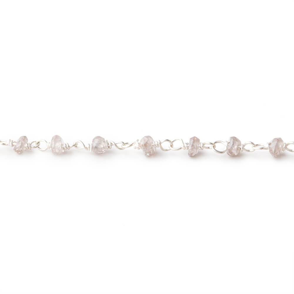3mm Champagne Zircon faceted rondelle Sterling Silver Chain by the foot 47pcs - Beadsofcambay.com