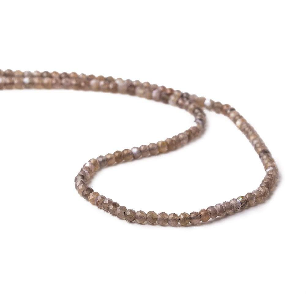 3mm Chocolate & Mink Grey moonstone microfaceted beads 13 inch 120 pcs - Beadsofcambay.com
