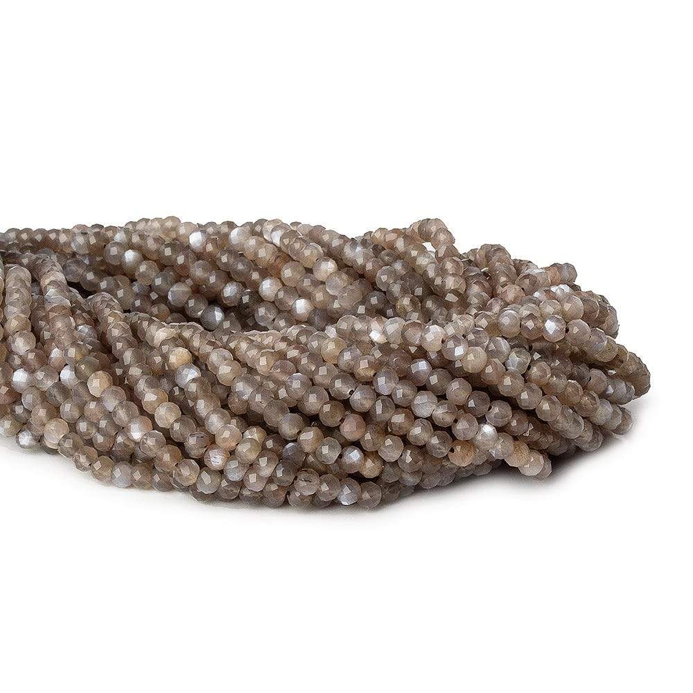 3mm Chocolate & Mink Grey moonstone microfaceted beads 13 inch 120 pcs - Beadsofcambay.com