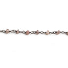 3mm Chocolate Moonstone faceted rondelle Black Gold Chain by the foot 36pcs - Beadsofcambay.com