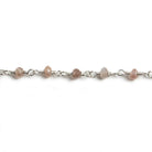 3mm Chocolate Moonstone faceted rondelle Silver Chain by the foot 36 pieces - Beadsofcambay.com