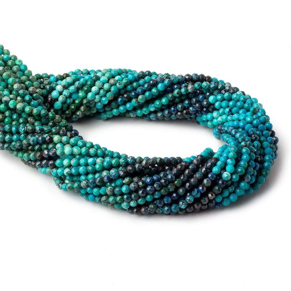 3mm Chrysocolla Micro Faceted Round Beads 12.5 inch 110 pieces - Beadsofcambay.com
