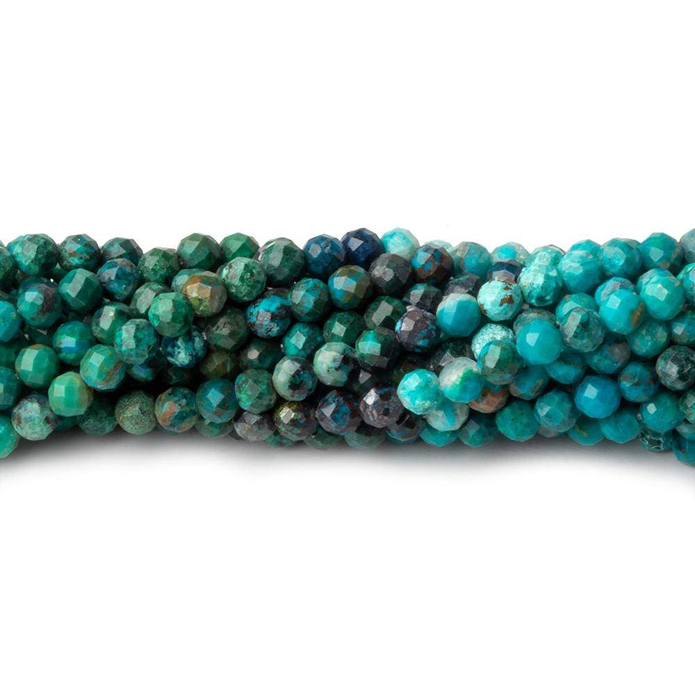 3mm Chrysocolla Micro Faceted Round Beads 12.5 inch 110 pieces - Beadsofcambay.com