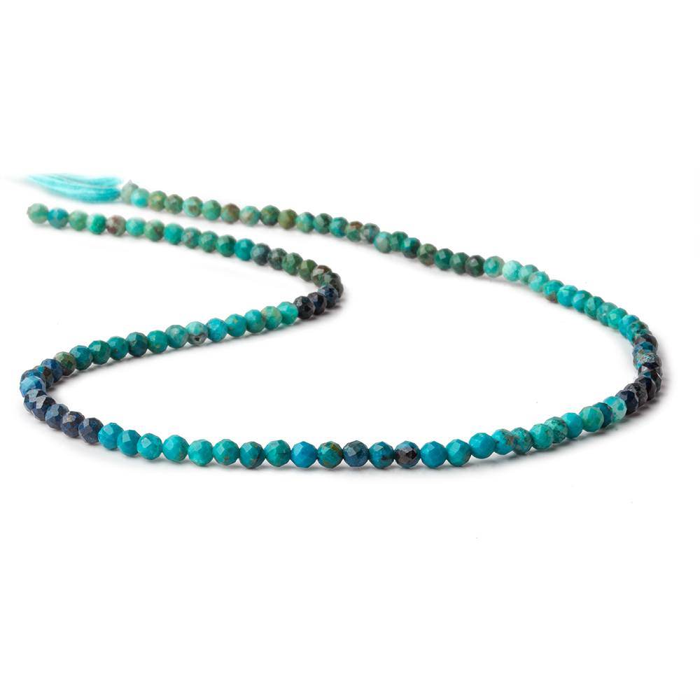 3mm Chrysocolla Micro Faceted Round Beads 12.5 inch 110 pieces - Beadsofcambay.com