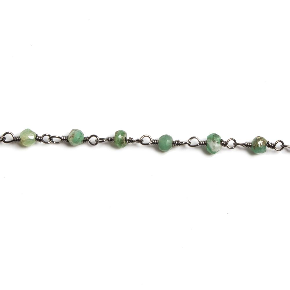 3mm Chrysoprase faceted rondelle Black Gold Chain by the foot 36 pieces - Beadsofcambay.com