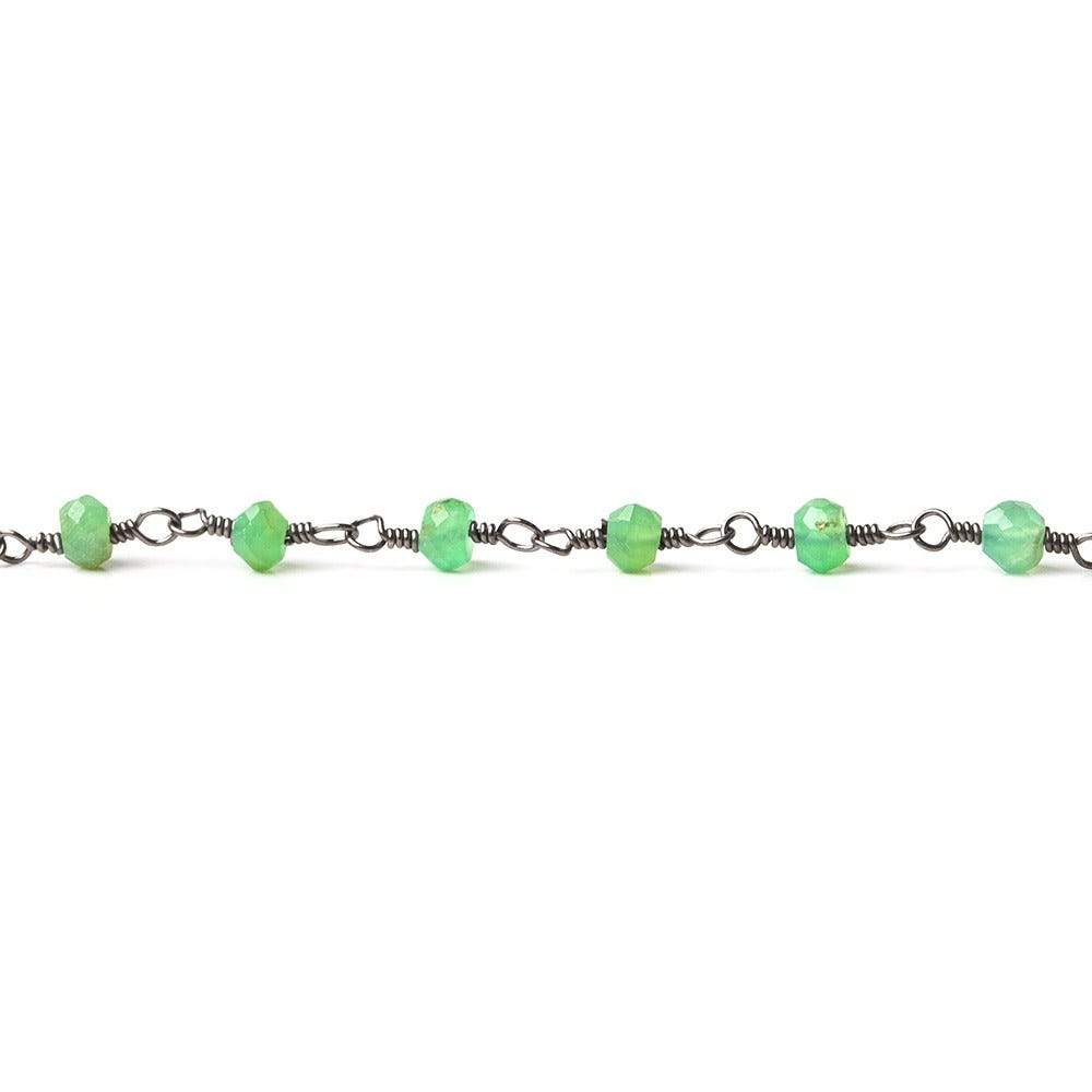 3mm Chrysoprase Faceted Rondelle Black Gold plated Chain by the foot - Beadsofcambay.com