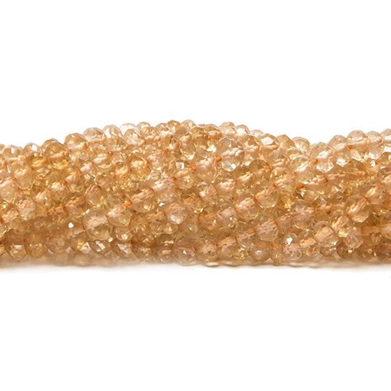 3mm Citrine faceted rondelle Beads 14.5 inch 134 pieces - Beadsofcambay.com