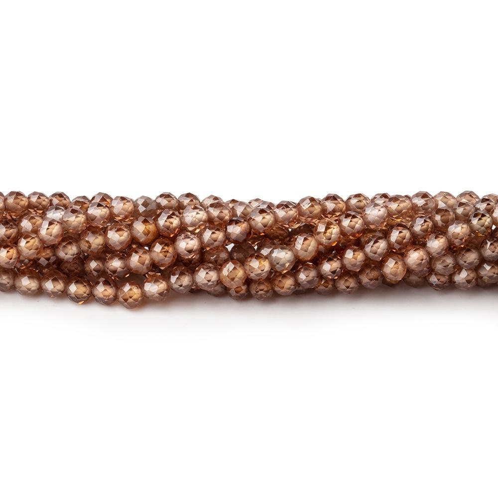 3mm Cognac Zircon Micro Faceted Round Beads 12.5 inch 136 pieces AAA - Beadsofcambay.com