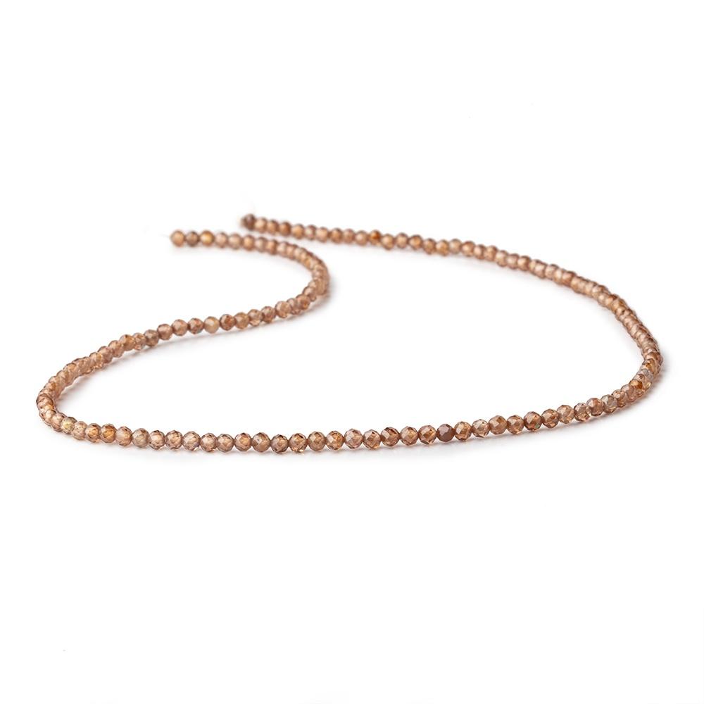 3mm Cognac Zircon Micro Faceted Round Beads 12.5 inch 136 pieces AAA - Beadsofcambay.com
