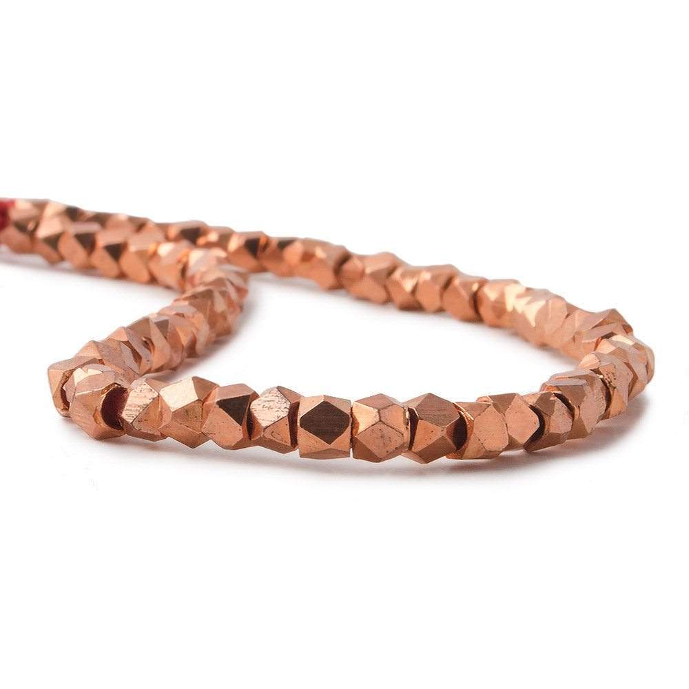 3mm Copper Faceted Nugget Beads 8 inch 63 beads - Beadsofcambay.com