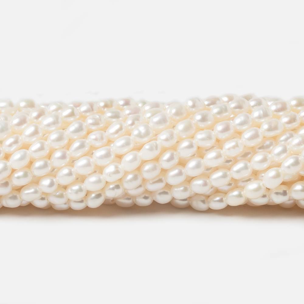 3mm Cream Straight Drilled Oval Freshwater Pearls 16 inch 117 pieces - Beadsofcambay.com