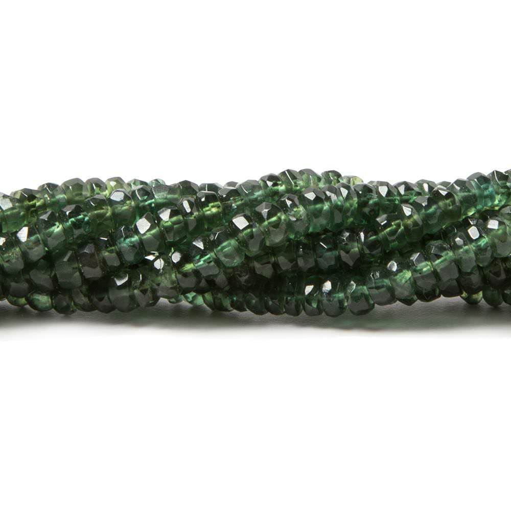 3mm Dark Green Apatite faceted rondelle beads 14 inch 185 pieces - Beadsofcambay.com