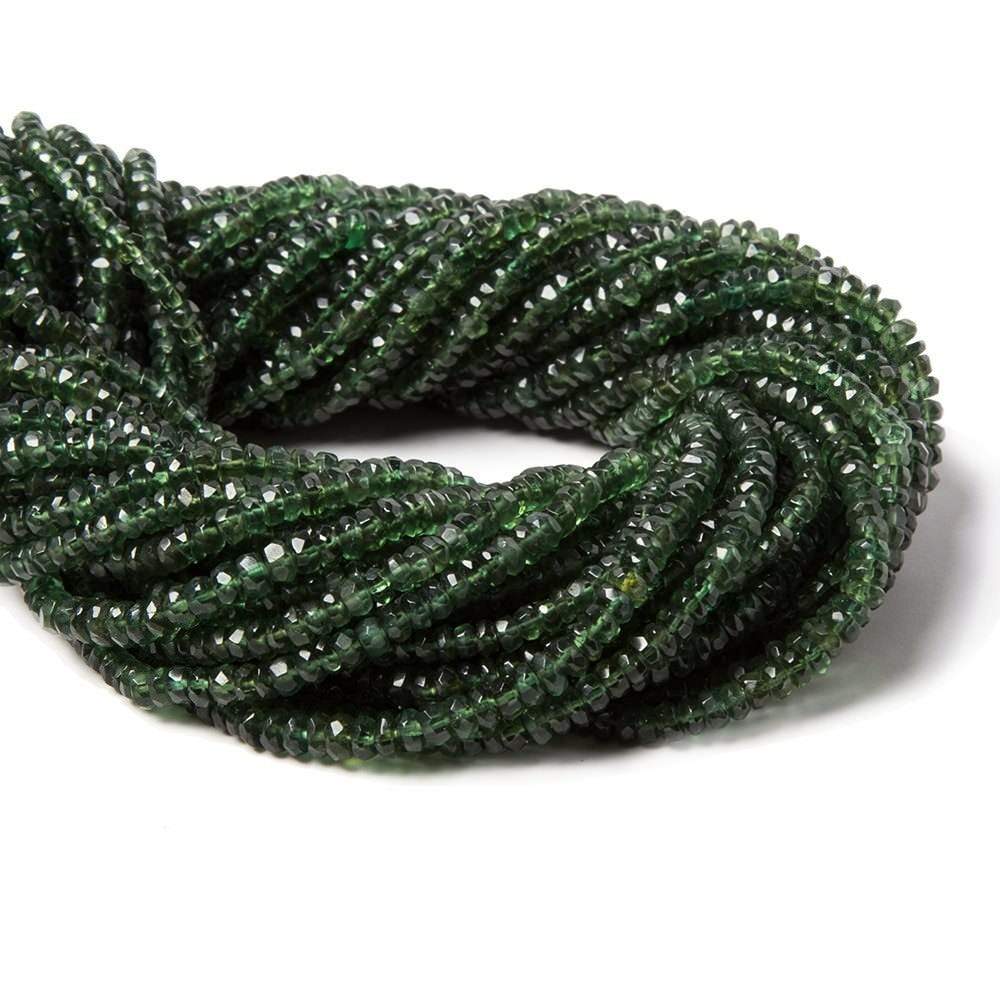 3mm Dark Green Apatite faceted rondelle beads 14 inch 185 pieces - Beadsofcambay.com