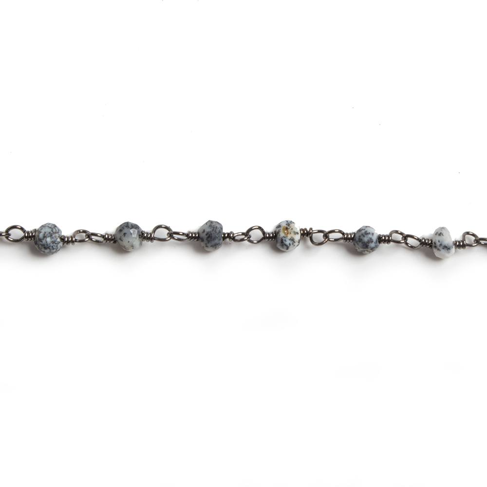 3mm Dendritic Opal faceted rondelle Black Gold Chain by the foot 36 pieces - Beadsofcambay.com