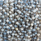 3mm Denim Blue Opal faceted rondelle Silver Chain by the foot 34 pieces - Beadsofcambay.com