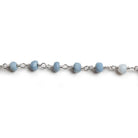 3mm Denim Blue Opal faceted rondelle Silver Chain by the foot 34 pieces - Beadsofcambay.com