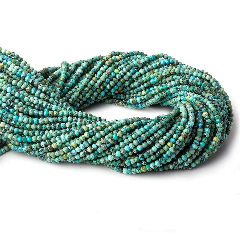 3mm Earthy Turquoise micro faceted rondelle beads 13 inch 145 pieces AA - Beadsofcambay.com