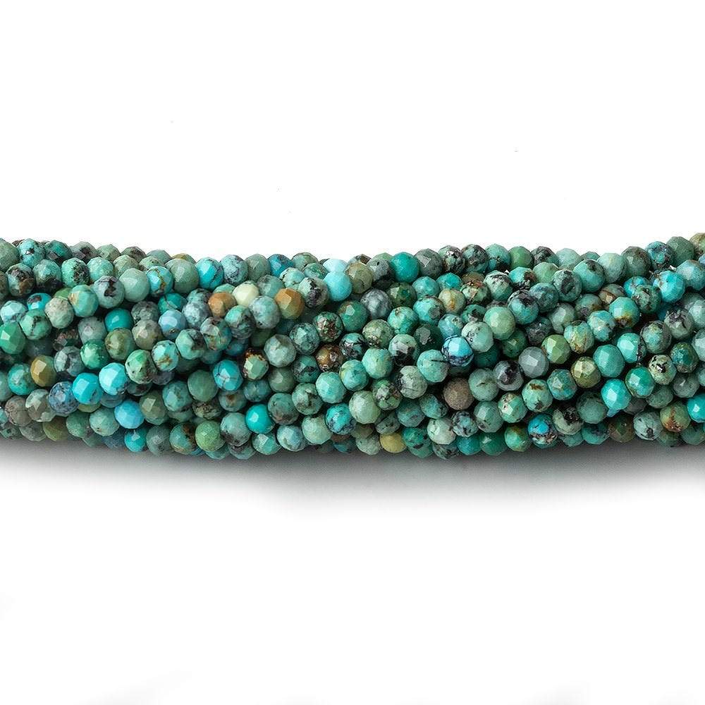 3mm Earthy Turquoise micro faceted rondelle beads 13 inch 145 pieces AA - Beadsofcambay.com