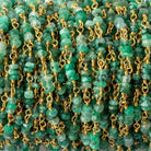 3mm Emerald faceted rondelle Trio Vermeil Chain by the foot 96 beads per - Beadsofcambay.com