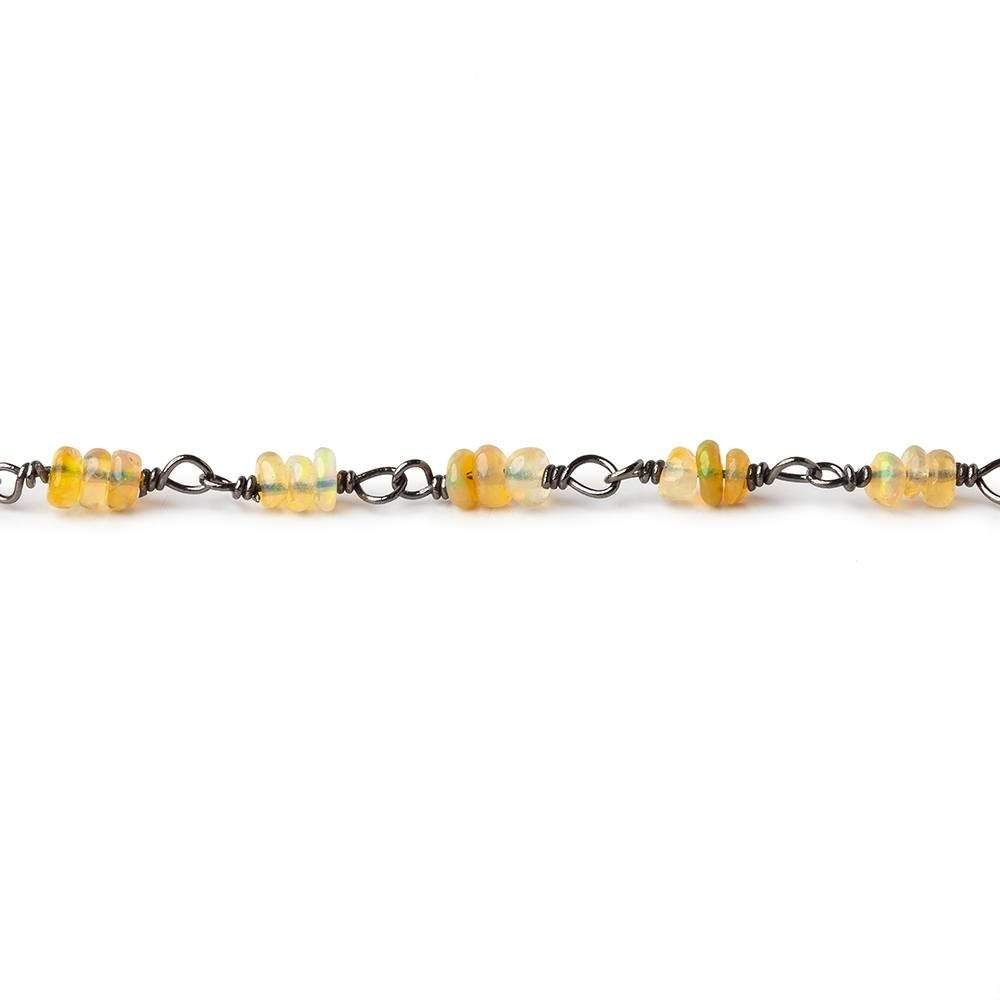 3mm Ethiopian Opal plain rondelle clusters Black Gold .925 Silver Chain by the foot 99 beads AAA - Beadsofcambay.com