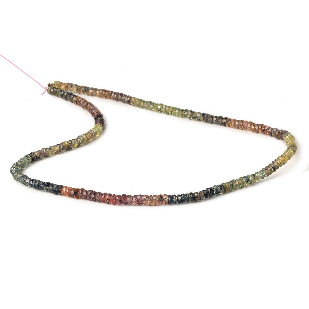 3mm Fancy Multi Color Sapphire Faceted Rondelle Beads 13.5 inch 200 pieces - Beadsofcambay.com