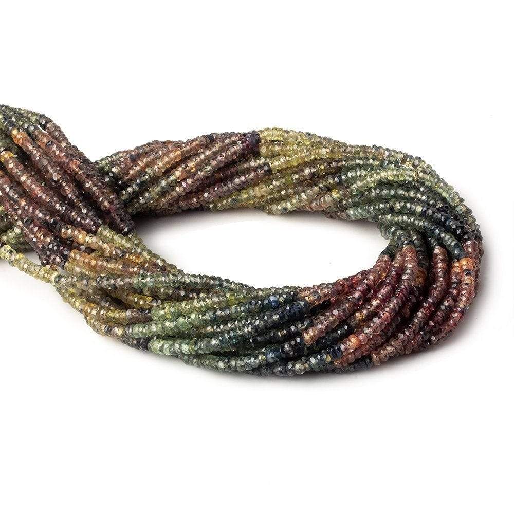 3mm Fancy Multi Color Sapphire Faceted Rondelle Beads 13.5 inch 200 pieces - Beadsofcambay.com