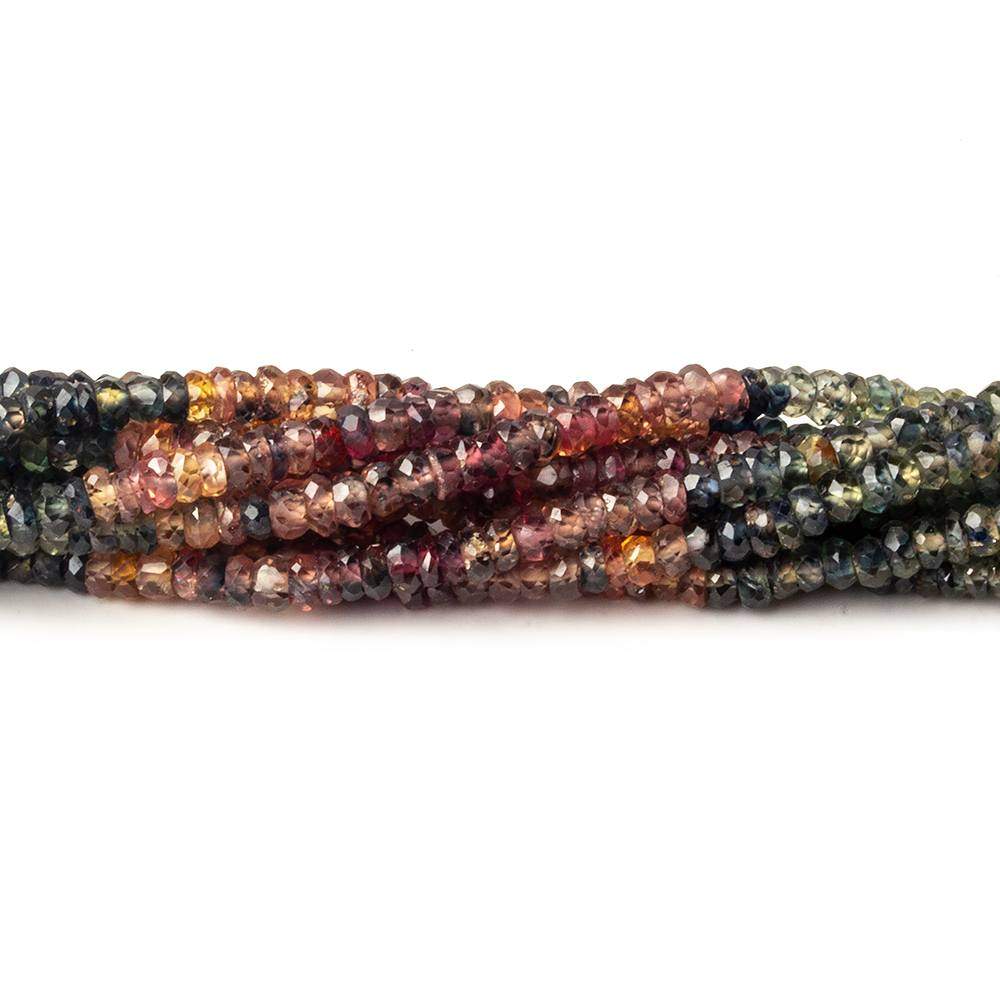 3mm Fancy Multi Color Sapphire Faceted Rondelle Beads 13.5 inch 200 pieces - Beadsofcambay.com