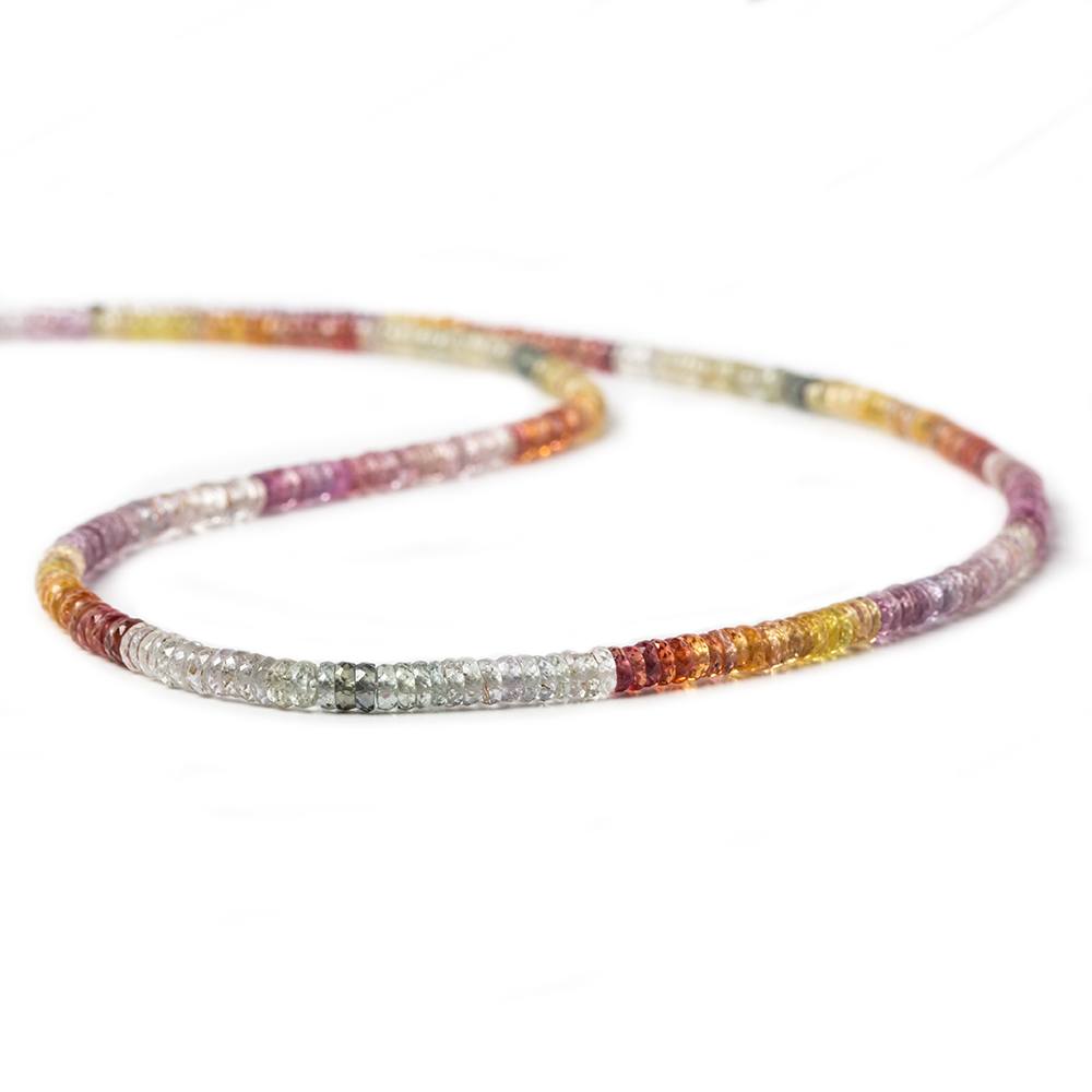 3mm Fancy Sapphire micro-faceted rondelle beads 16 inch 328 pcs AAA Grade - Beadsofcambay.com