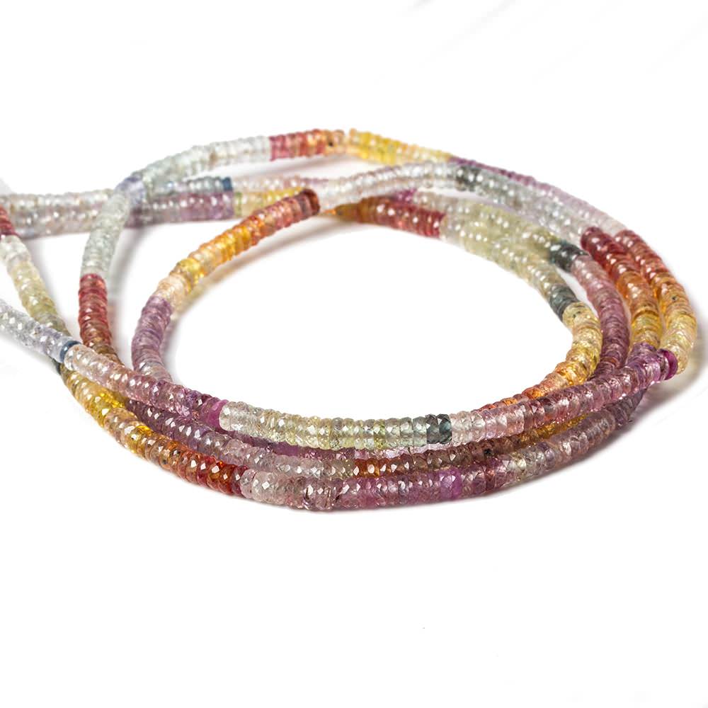 3mm Fancy Sapphire micro-faceted rondelle beads 16 inch 328 pcs AAA Grade - Beadsofcambay.com