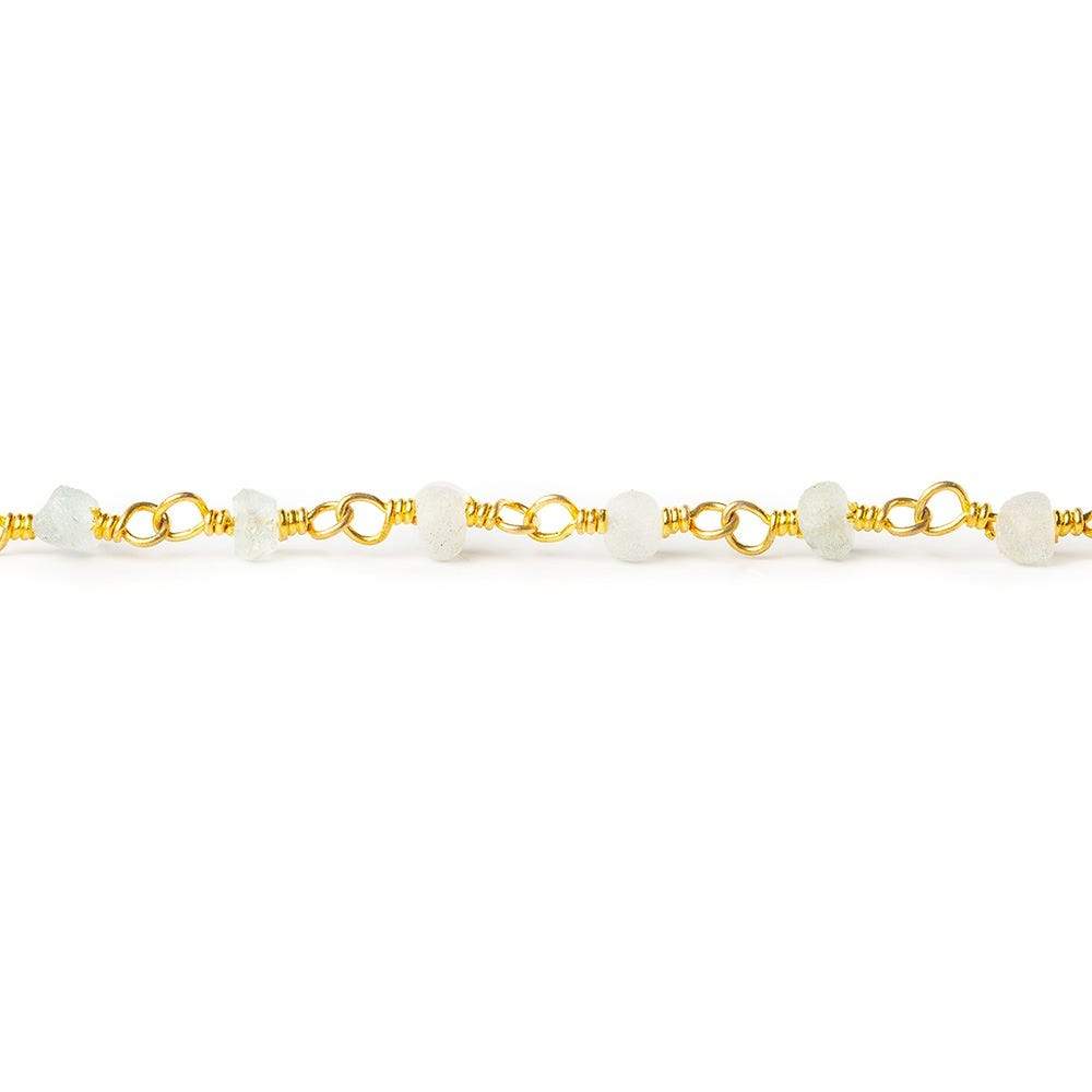 3mm Frosted Beryl rondelle Gold plated Chain sold by the foot 40 pieces - Beadsofcambay.com