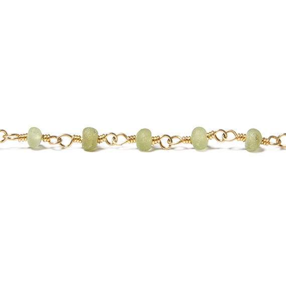 3mm Frosted Peridot rondelle Gold plated Chain by the foot 38 pieces - Beadsofcambay.com