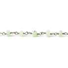 3mm Frosted Prehnite rondelle Black Gold plated Chain by the foot 34 pieces - Beadsofcambay.com