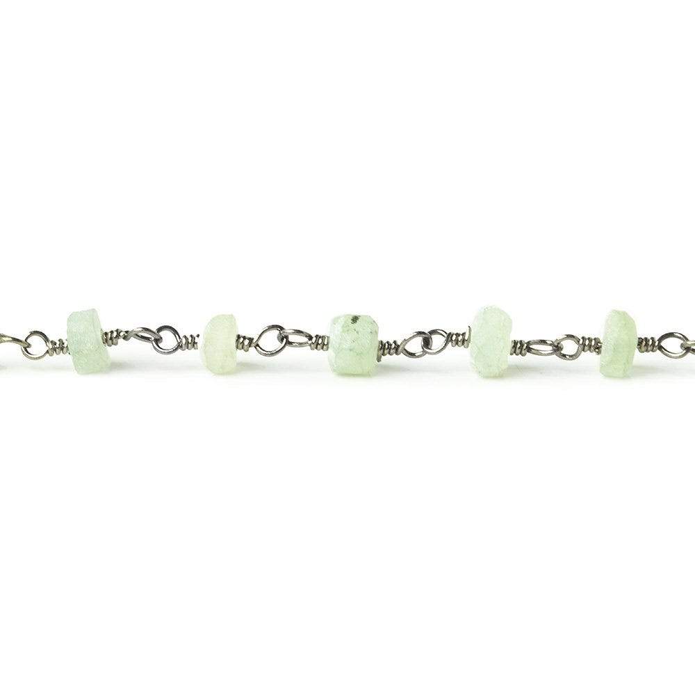 3mm Frosted Prehnite rondelle Black Gold plated Chain by the foot 34 pieces - Beadsofcambay.com