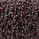 3mm Garnet micro-faceted round Black Gold Dangling Chain by the foot - Beadsofcambay.com