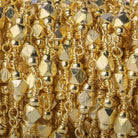 3mm Gold plated Brushed Faceted Nugget Gold Chain by the foot 25 pieces - Beadsofcambay.com