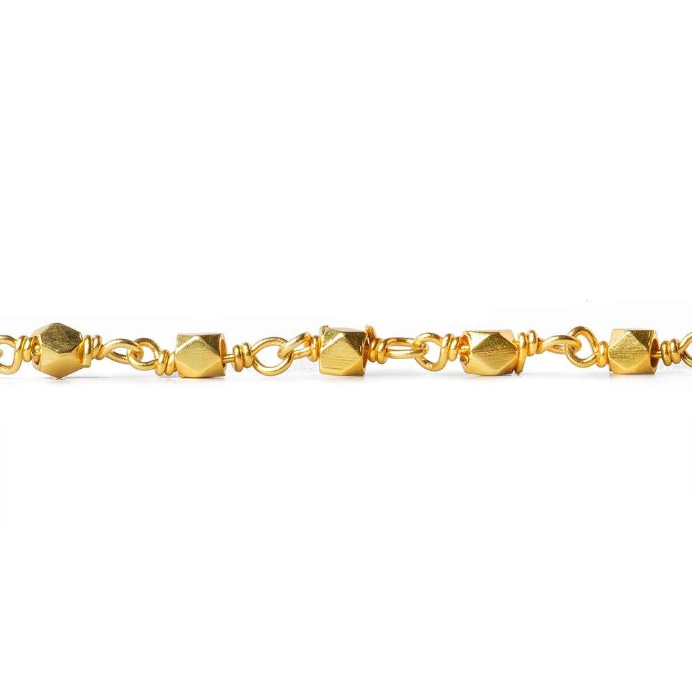 3mm Gold plated hand polished Faceted Nugget Chain by the foot 34 pcs - Beadsofcambay.com