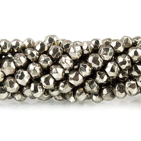 3mm Gold plated Pyrite Faceted Rondelle Beads 12.5 inches 120 pieces - Beadsofcambay.com