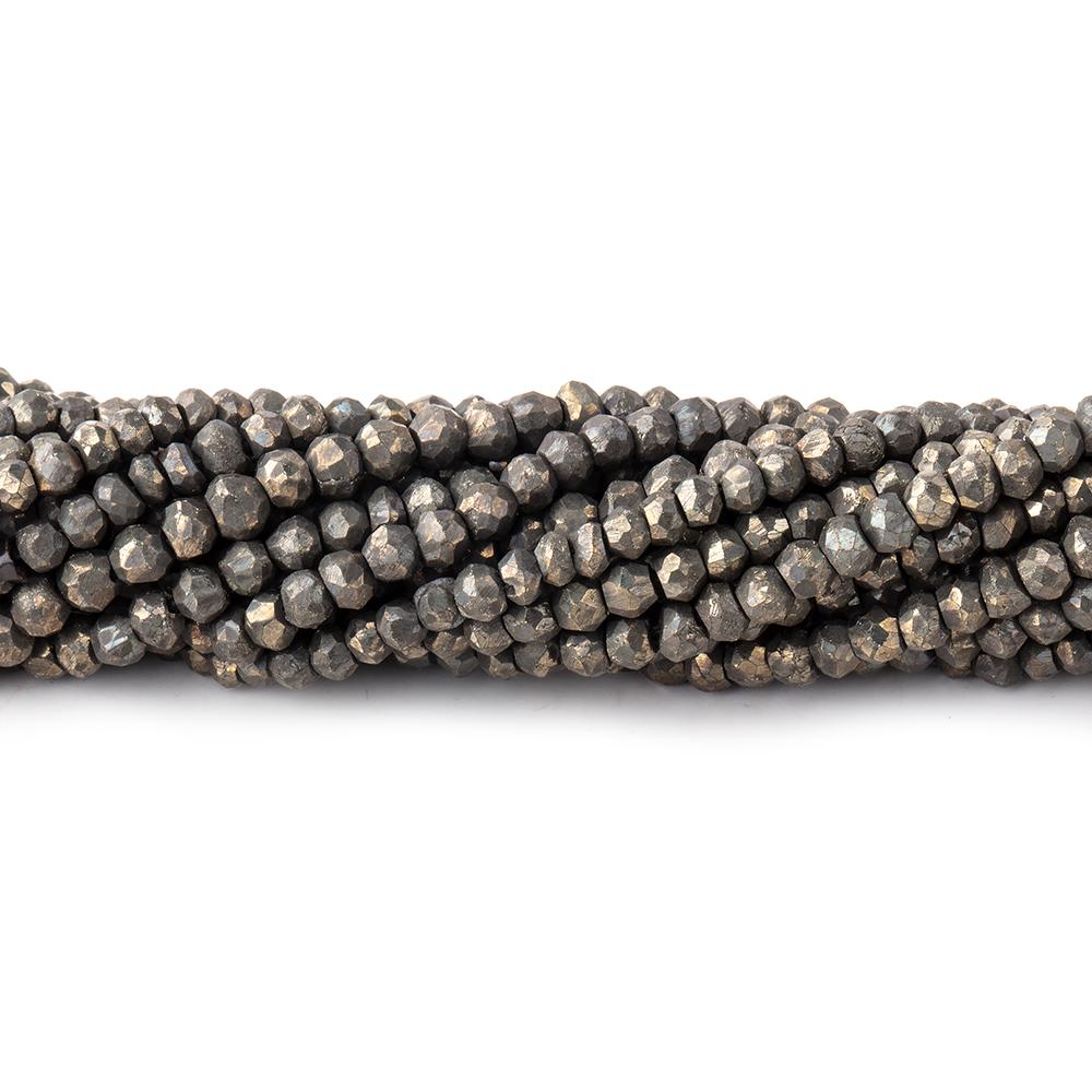 3mm Golden Pyrite Faceted Rondelle Beads 13 inch 154 pieces - Beadsofcambay.com